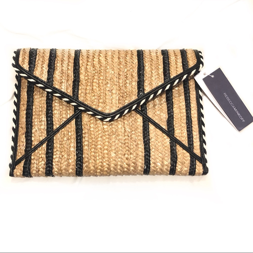 NWT Rebecca Minkoff Straw Leo Clutch Summer Vacay